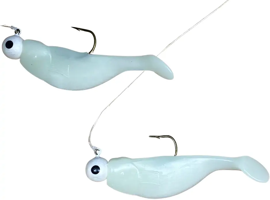 H H LURE SHAD DOUBLE RIG 1/16oz GLO/GLO